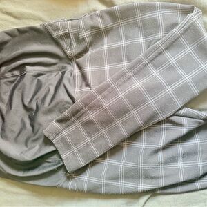 Gray Plaid maternity plaid business casual leggings